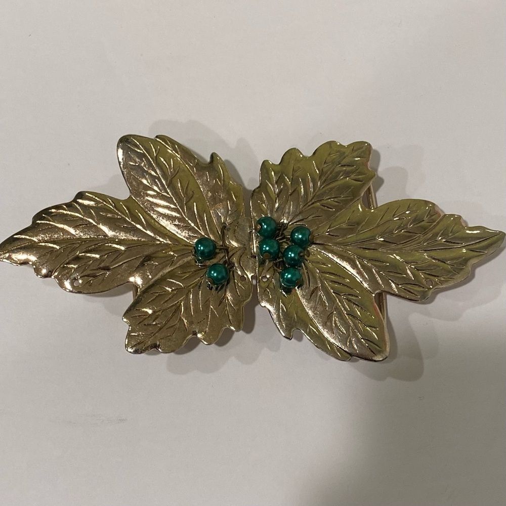 Vintage Leaf Belt Buckle with Beads